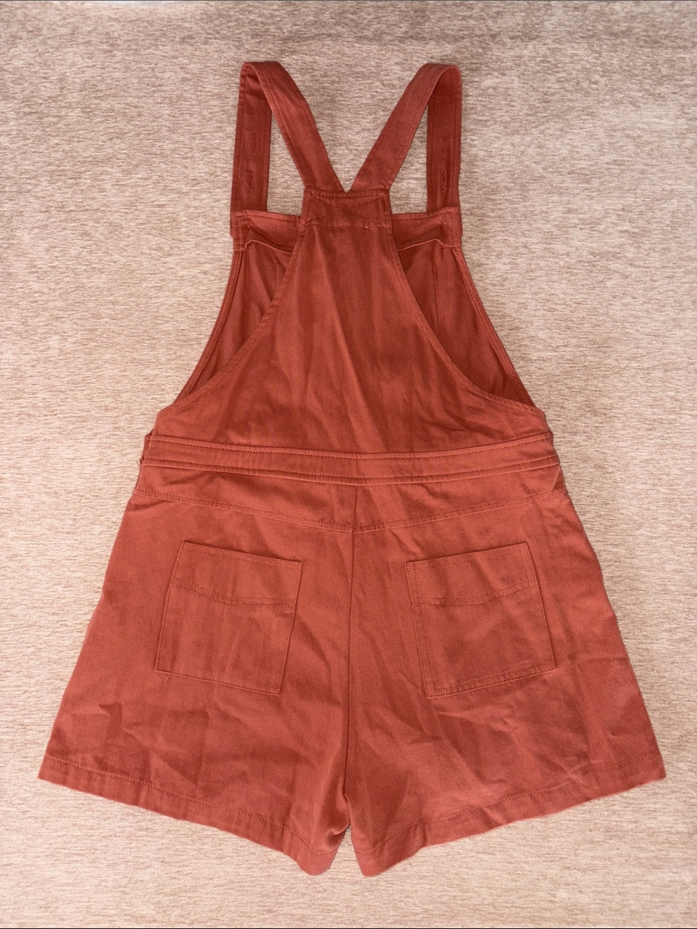 Very J Rust Orange Overall Shorts Romper W/ Buttons & Pockets - Size M NWT - Picture 4 of 6
